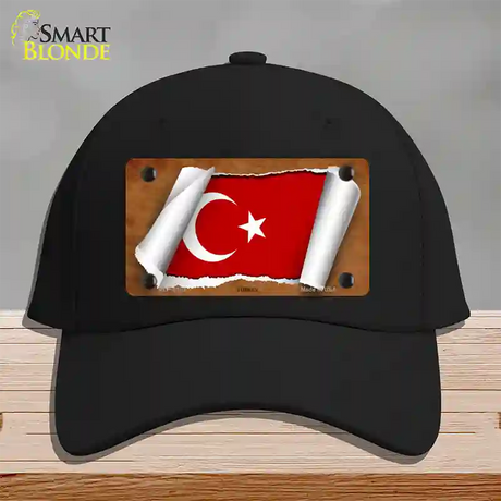 Turkey Flag Scroll Novelty License Plate Hat Cotton / Black