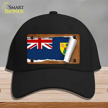 Turks & Caicos Flag Scroll Novelty License Plate Hat Cotton / Black