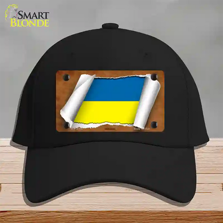 Ukraine Flag Scroll Novelty License Plate Hat Cotton / Black