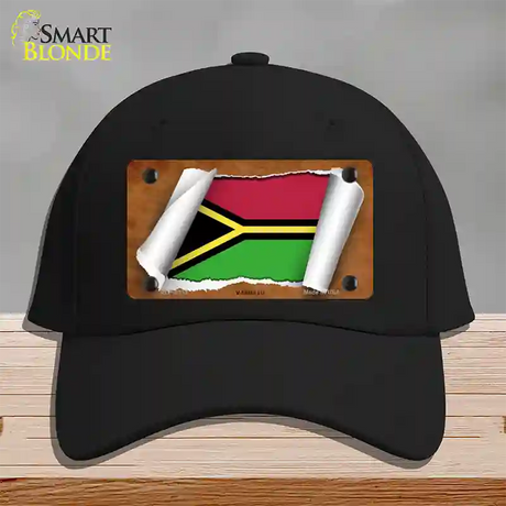 Vanuatu Flag Scroll Novelty License Plate Hat Cotton / Black