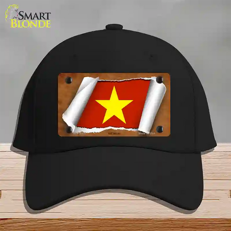 Vietnam Flag Scroll Novelty License Plate Hat Cotton / Black