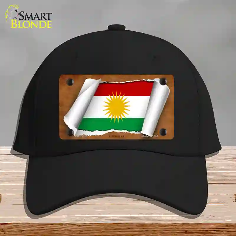 Kurdistan Flag Scroll Novelty License Plate Hat Cotton / Black