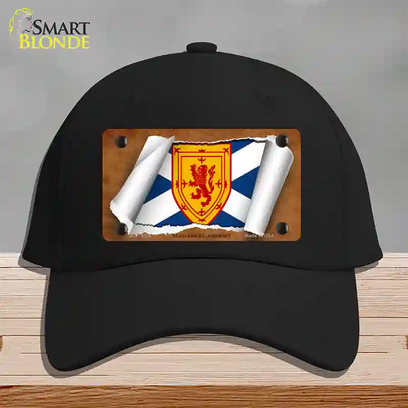 Scotland St. Andrews Flag Scroll Novelty License Plate Hat Cotton / Black