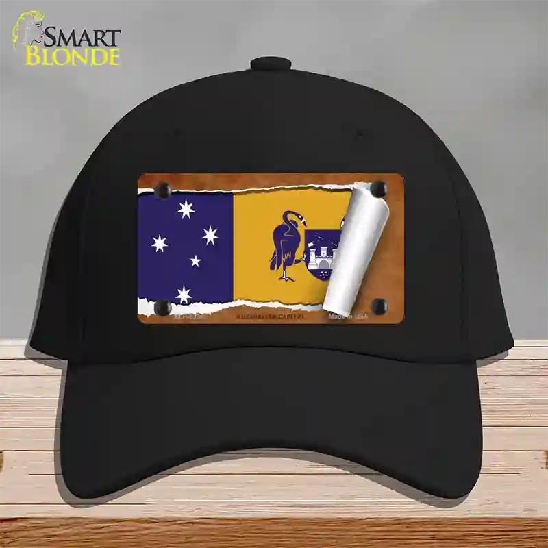 Australian Capital Flag Scroll Novelty License Plate Hat Cotton / Black