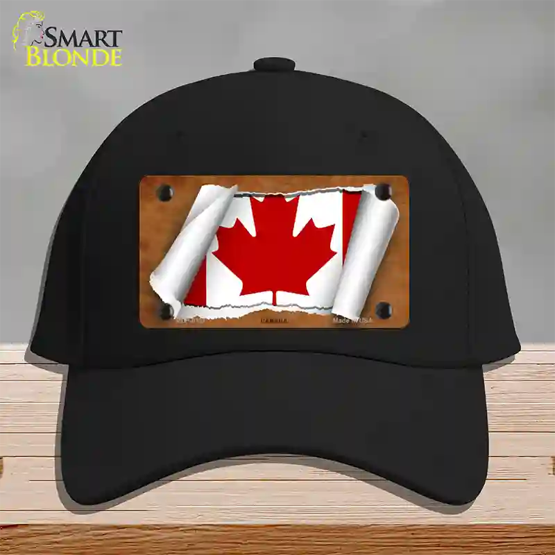 Canada Flag Scroll Novelty License Plate Hat Cotton / Black