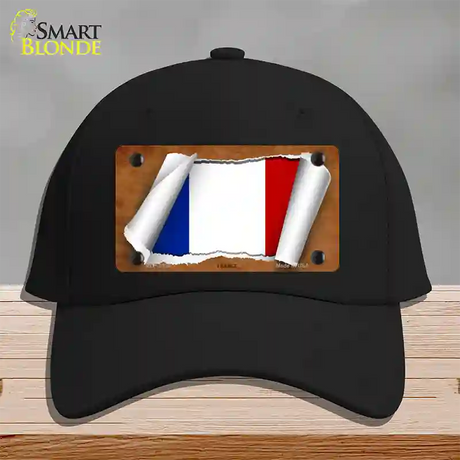 France Flag Scroll Novelty License Plate Hat Cotton / Black