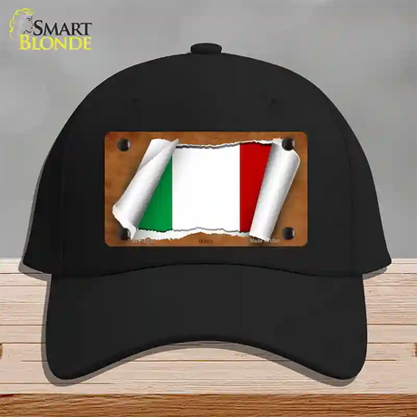 Italy Flag Scroll Novelty License Plate Hat Cotton / Black