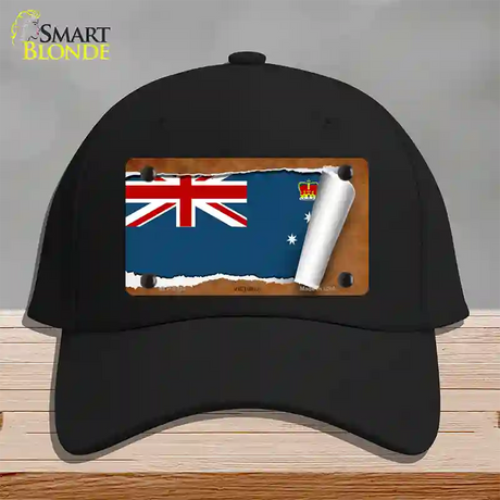 Victoria Flag Scroll Novelty License Plate Hat Cotton / Black