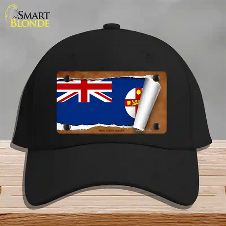 New South Wales Flag Scroll Novelty License Plate Hat Cotton / Black