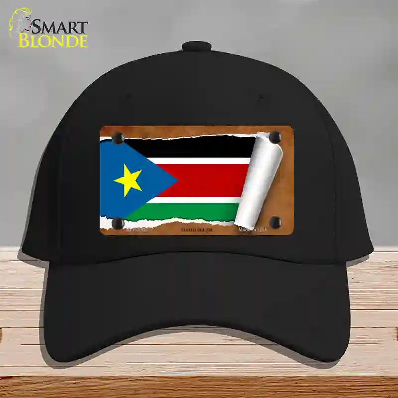 South Sudan Flag Scroll Novelty License Plate Hat Cotton / Black