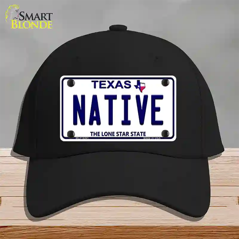 Native Texas White Novelty License Plate Hat Cotton / Black