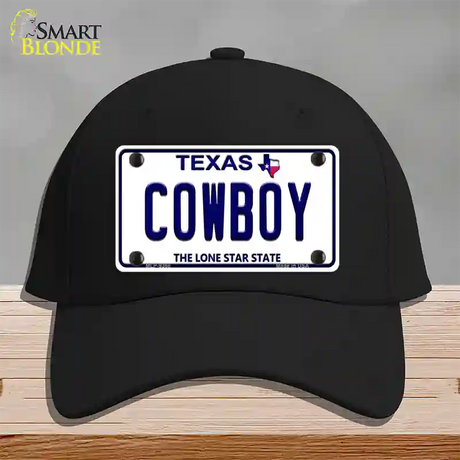 Cowboy Texas White Novelty License Plate Hat Cotton / Black