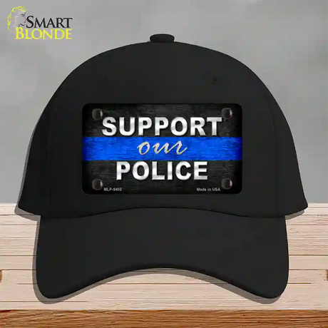 Support Our Police Novelty License Plate Hat Cotton / Black