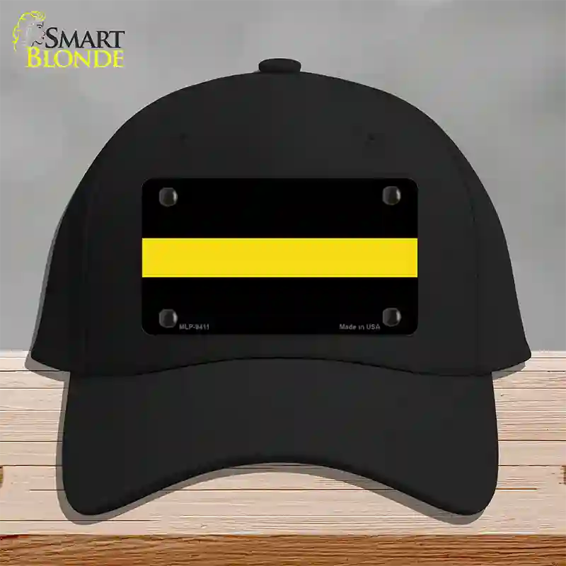 Thin Yellow Line Novelty License Plate Hat Cotton / Black