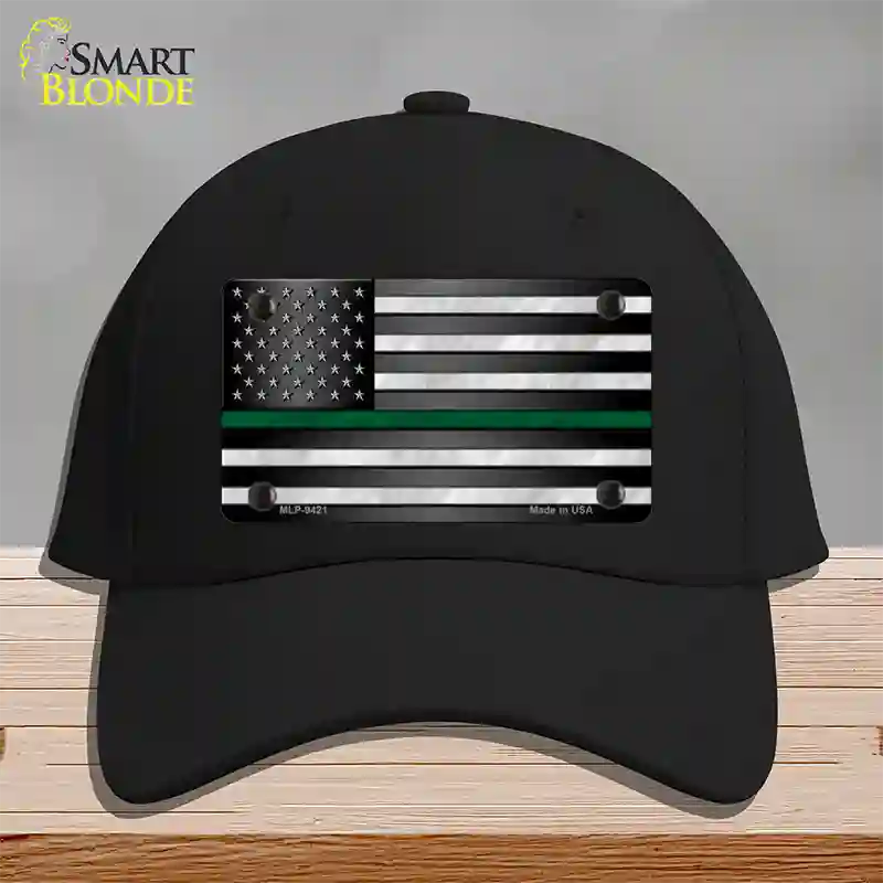 American Flag Thin Green Line Novelty License Plate Hat Cotton / Black