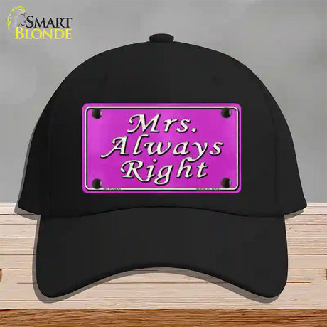 Mrs Always Right Novelty License Plate Hat Cotton / Black