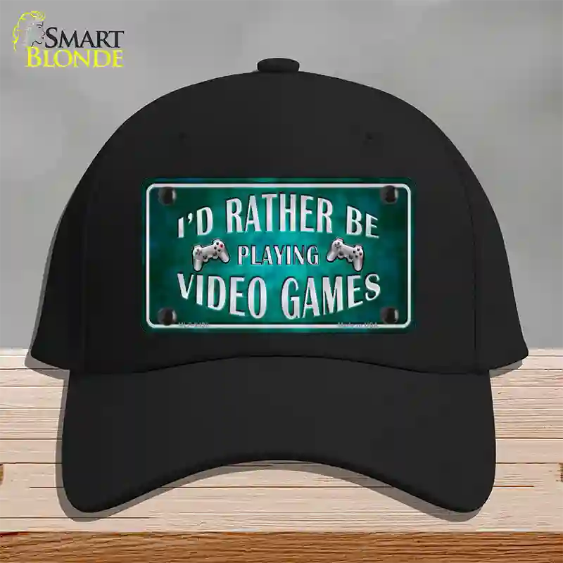 Rather Play Video Games Novelty License Plate Hat Cotton / Black