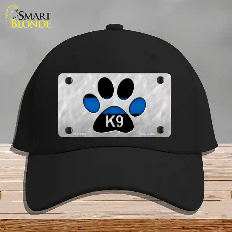 Thin Blue Line Paw K-9 Novelty License Plate Hat Cotton / Black