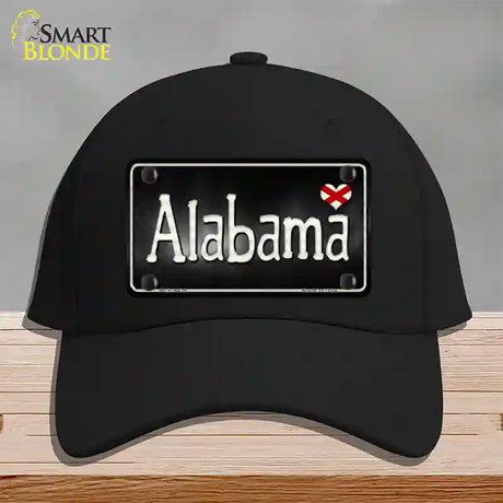 Alabama Flag Script Novelty License Plate Hat Cotton / Black