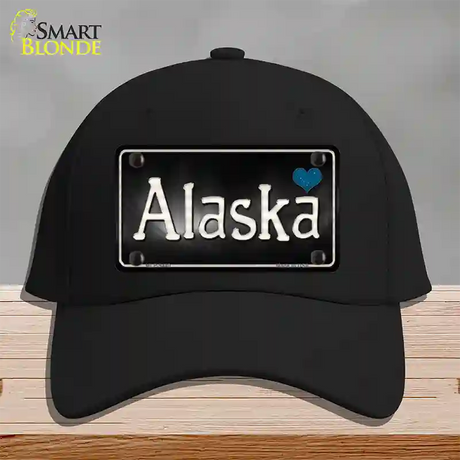 Alaska Flag Script Novelty License Plate Hat Cotton / Black