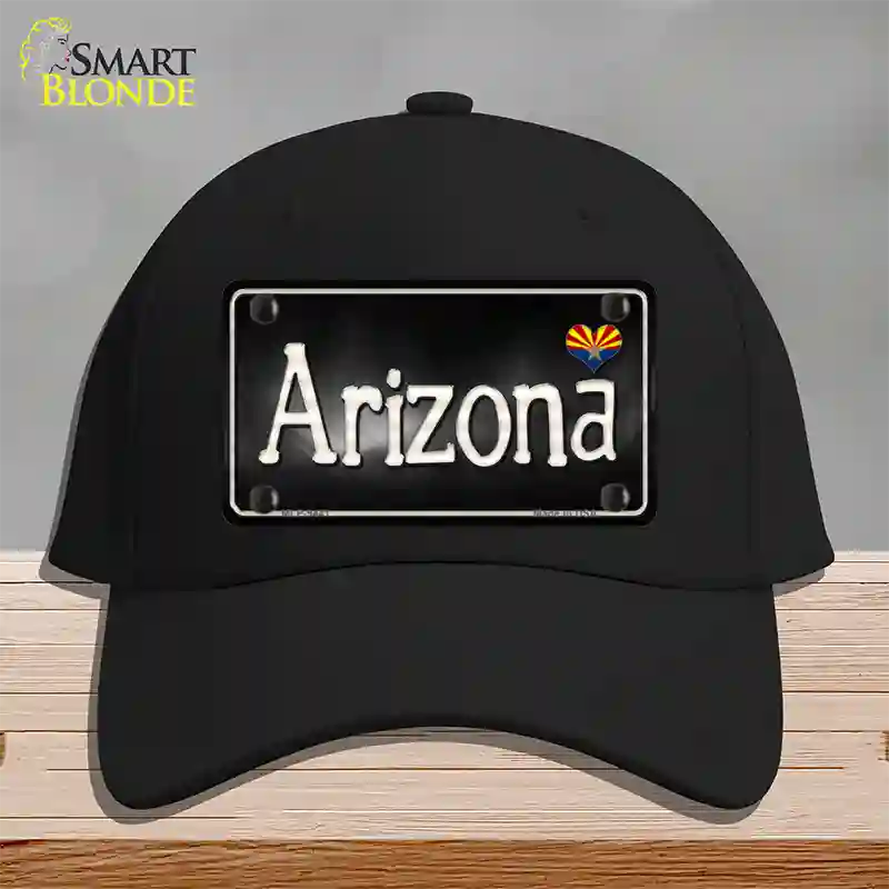 Arizona Flag Script Novelty License Plate Hat Cotton / Black