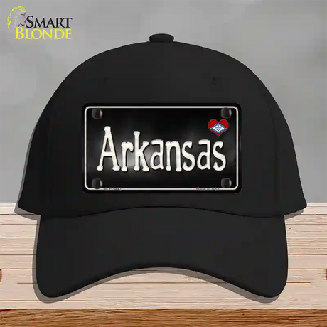 Arkansas Flag Script Novelty License Plate Hat Cotton / Black