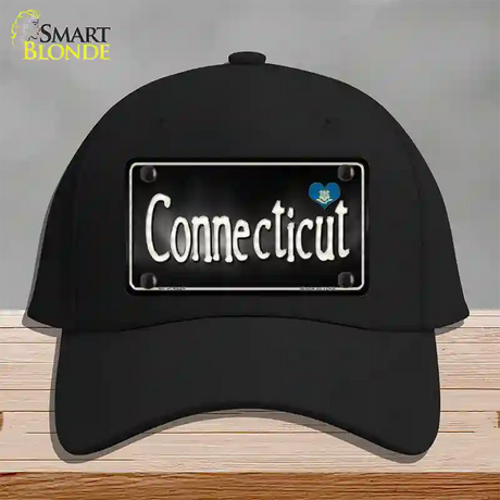 Connecticut Flag Script Novelty License Plate Hat Cotton / Black