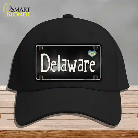 Delaware Flag Script Novelty License Plate Hat Cotton / Black