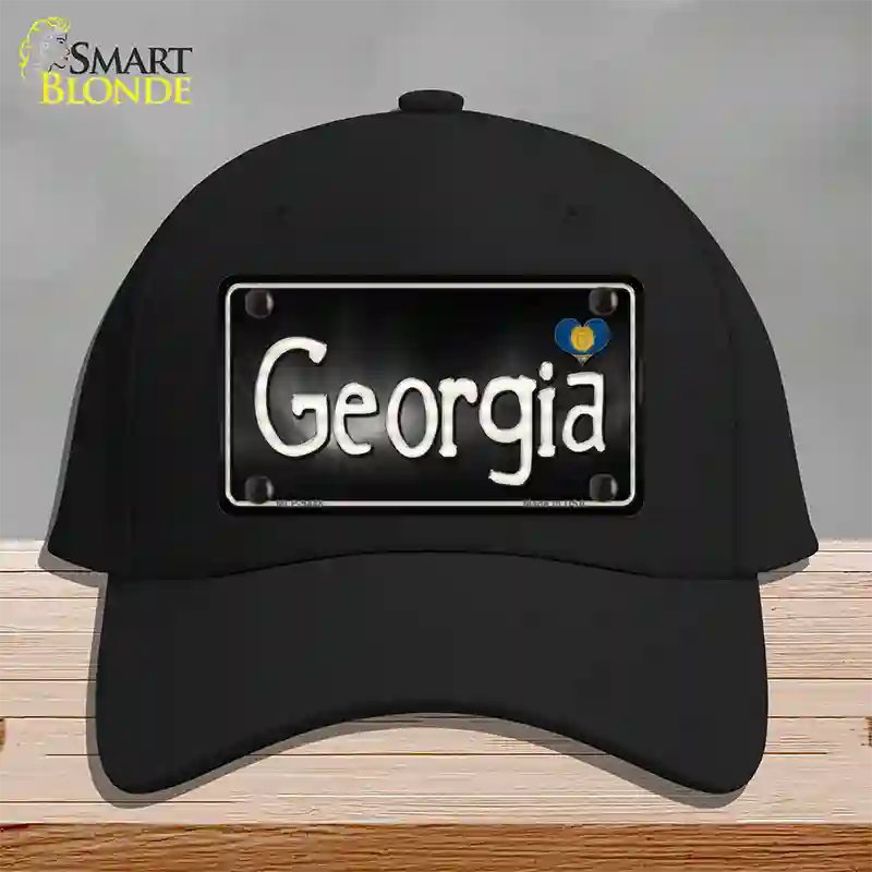 Georgia Flag Script Novelty License Plate Hat Cotton / Black