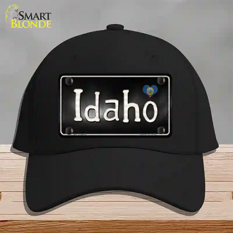 Idaho Flag Script Novelty License Plate Hat Cotton / Black