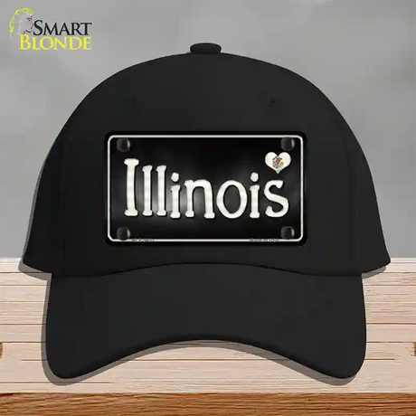 Illinois Flag Script Novelty License Plate Hat Cotton / Black