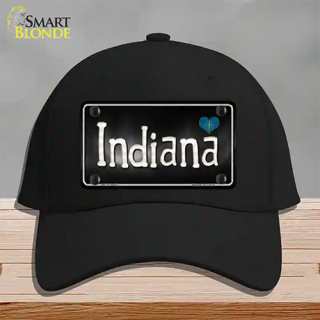 Indiana Flag Script Novelty License Plate Hat Cotton / Black