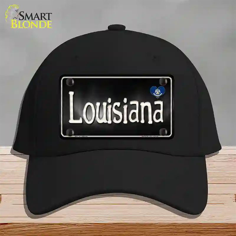 Louisiana Flag Script Novelty License Plate Hat Cotton / Black