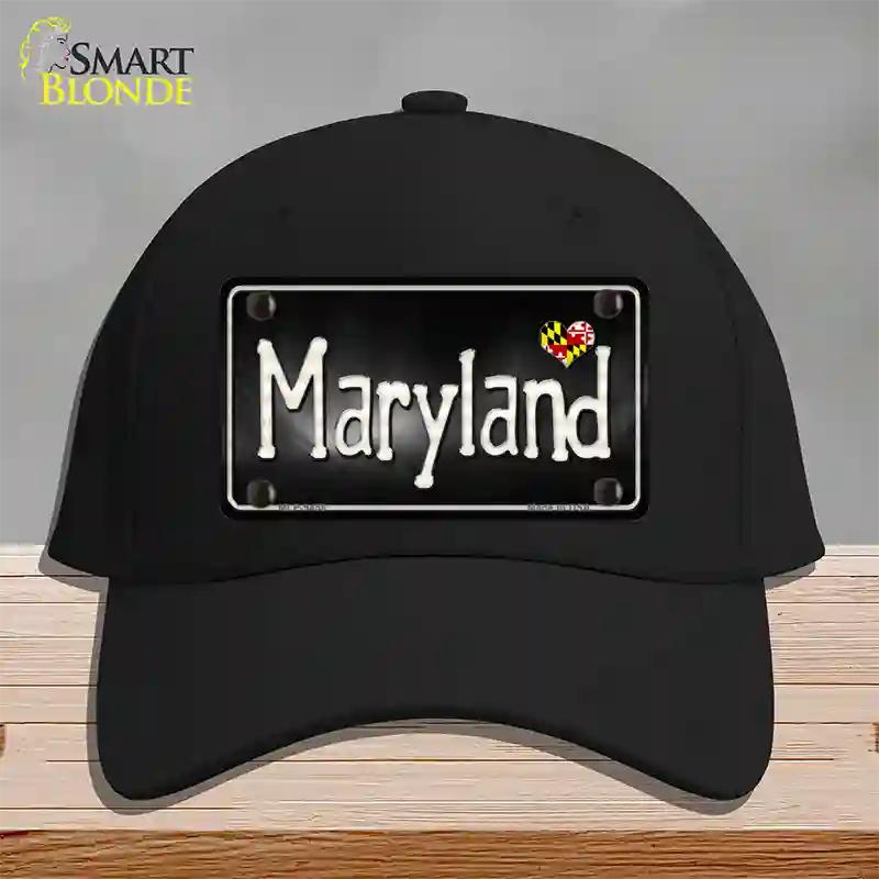 Maryland Flag Script Novelty License Plate Hat Cotton / Black