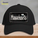 Massachusetts Flag Script Novelty License Plate Hat Cotton / Black