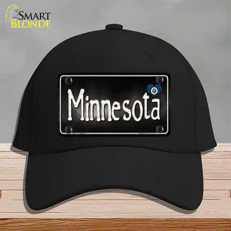 Minnesota Flag Script Novelty License Plate Hat Cotton / Black