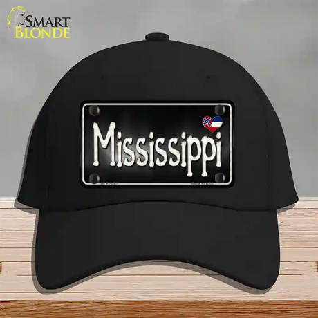 Mississippi Flag Script Novelty License Plate Hat Cotton / Black