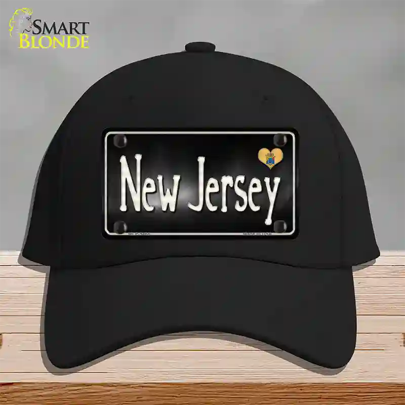 New Jersey Flag Script Novelty License Plate Hat Cotton / Black