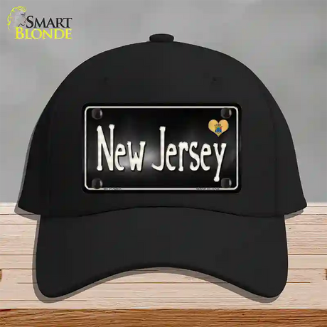 New Jersey Flag Script Novelty License Plate Hat Cotton / Black