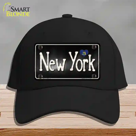 New York Flag Script Novelty License Plate Hat Cotton / Black