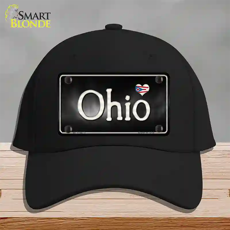 Ohio Flag Script Novelty License Plate Hat Cotton / Black