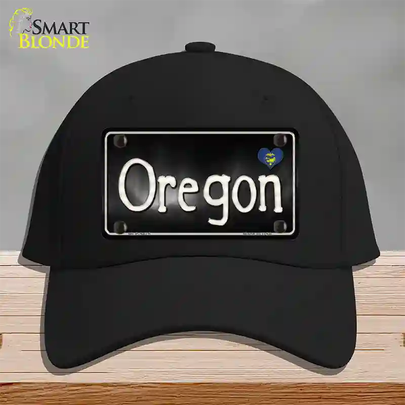 Oregon Flag Script Novelty License Plate Hat Cotton / Black