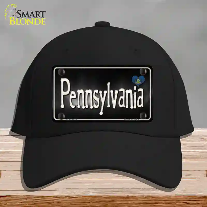 Pennsylvania Flag Script Novelty License Plate Hat Cotton / Black