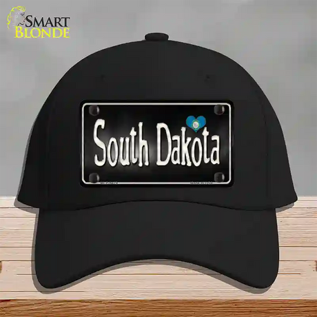 South Dakota Flag Script Novelty License Plate Hat Cotton / Black