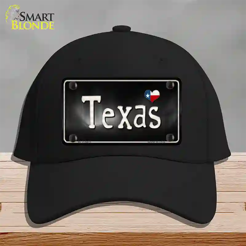 Texas Flag Script Novelty License Plate Hat Cotton / Black