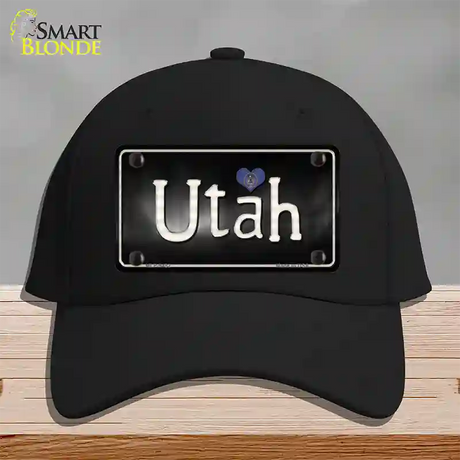 Utah Flag Script Novelty License Plate Hat Cotton / Black