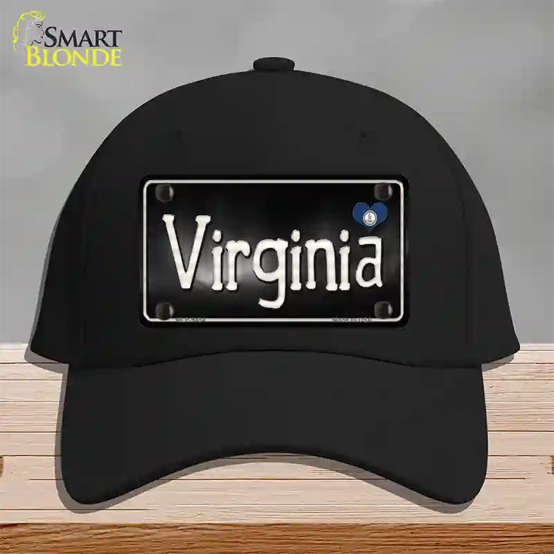 Virginia Flag Script Novelty License Plate Hat Cotton / Black