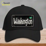 Washington Flag Script Novelty License Plate Hat Cotton / Black