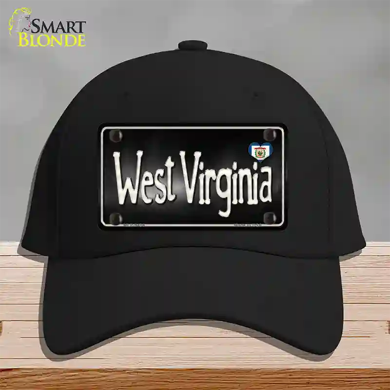 West Virginia Flag Script Novelty License Plate Hat Cotton / Black