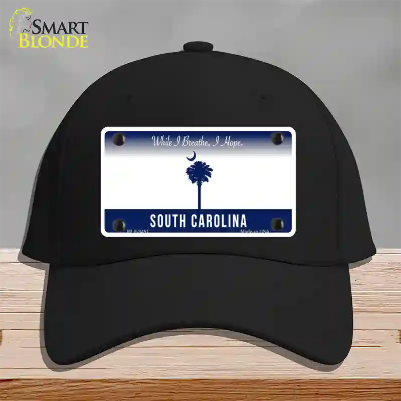 South Carolina I Breathe Blank Novelty License Plate Hat Cotton / Black